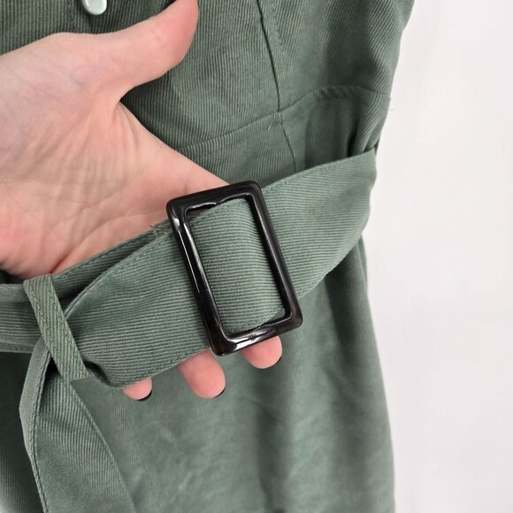 Nohea womens medium olive green belted adjustable strap mermaid midi dress NWT - Picture 5 of 12